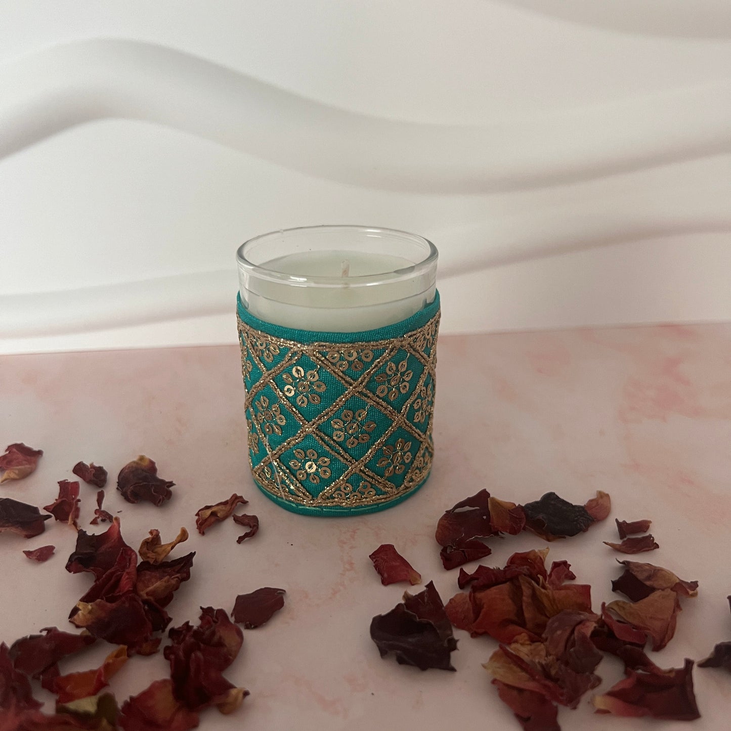 Elegant Embroidered Votive Candles