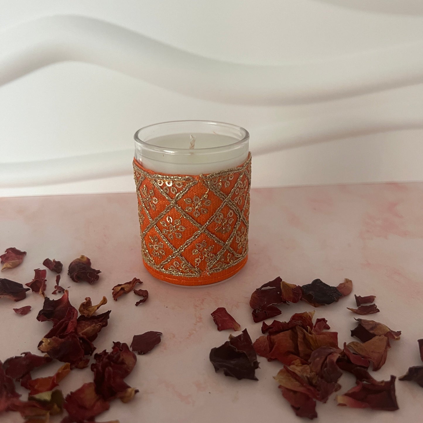 Elegant Embroidered Votive Candles