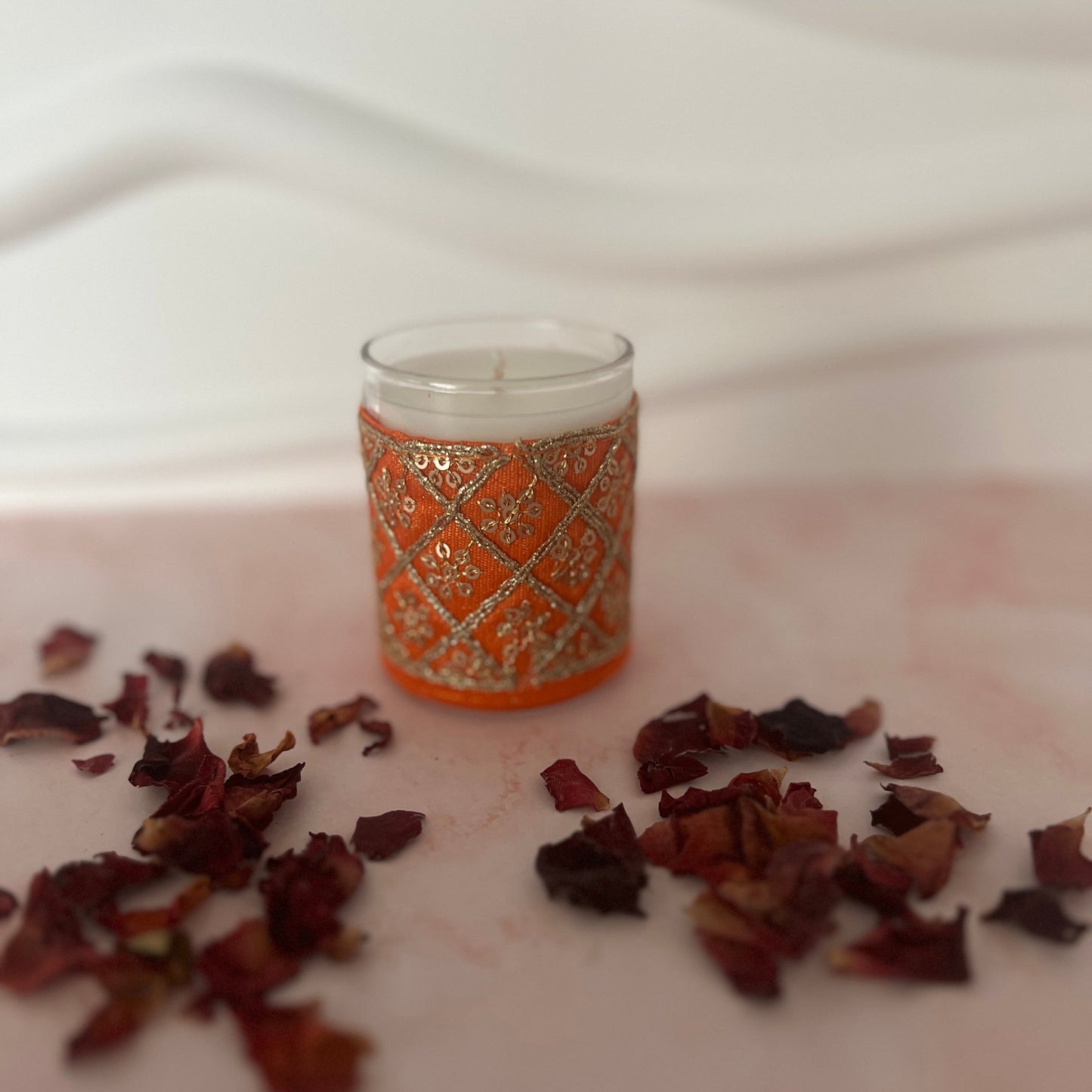 Elegant Embroidered Votive Candles