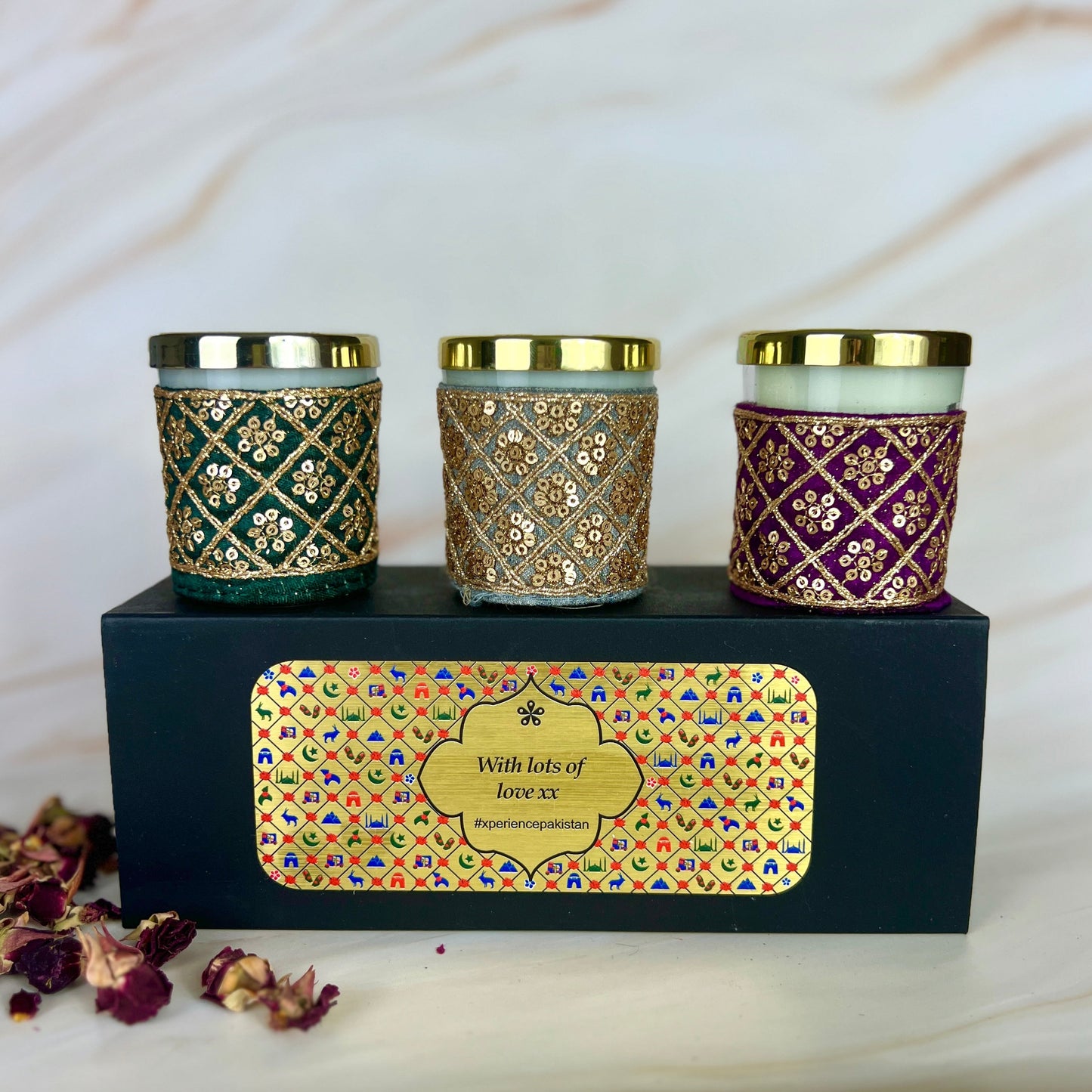 Elegant Embroidered Votive Candles