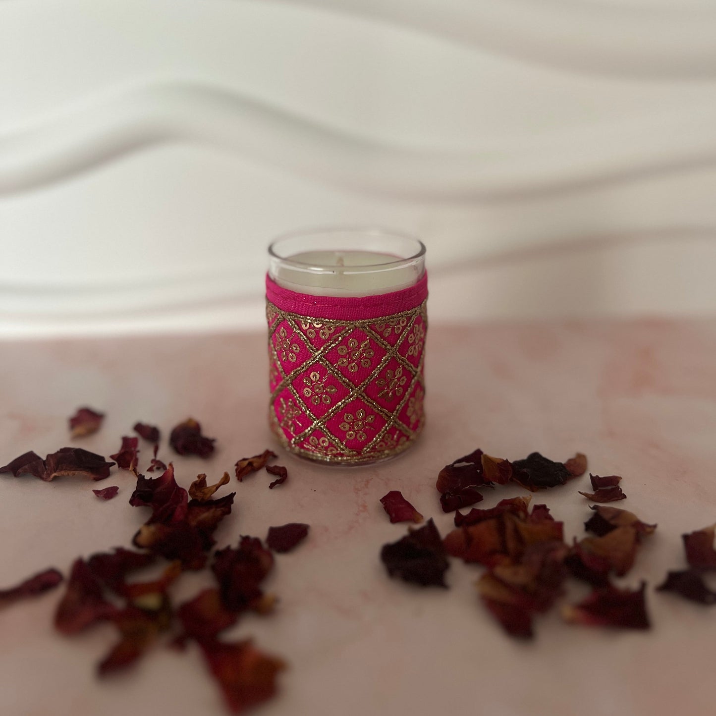 Elegant Embroidered Votive Candles