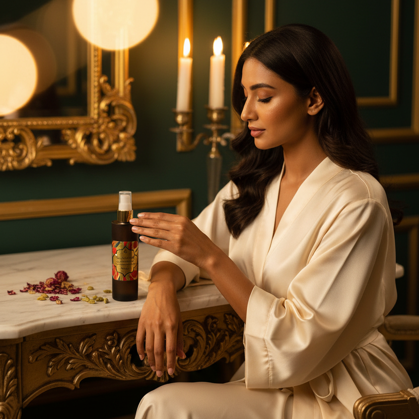 Margalla Hills Body Oil — lifestyle, woman applying oil