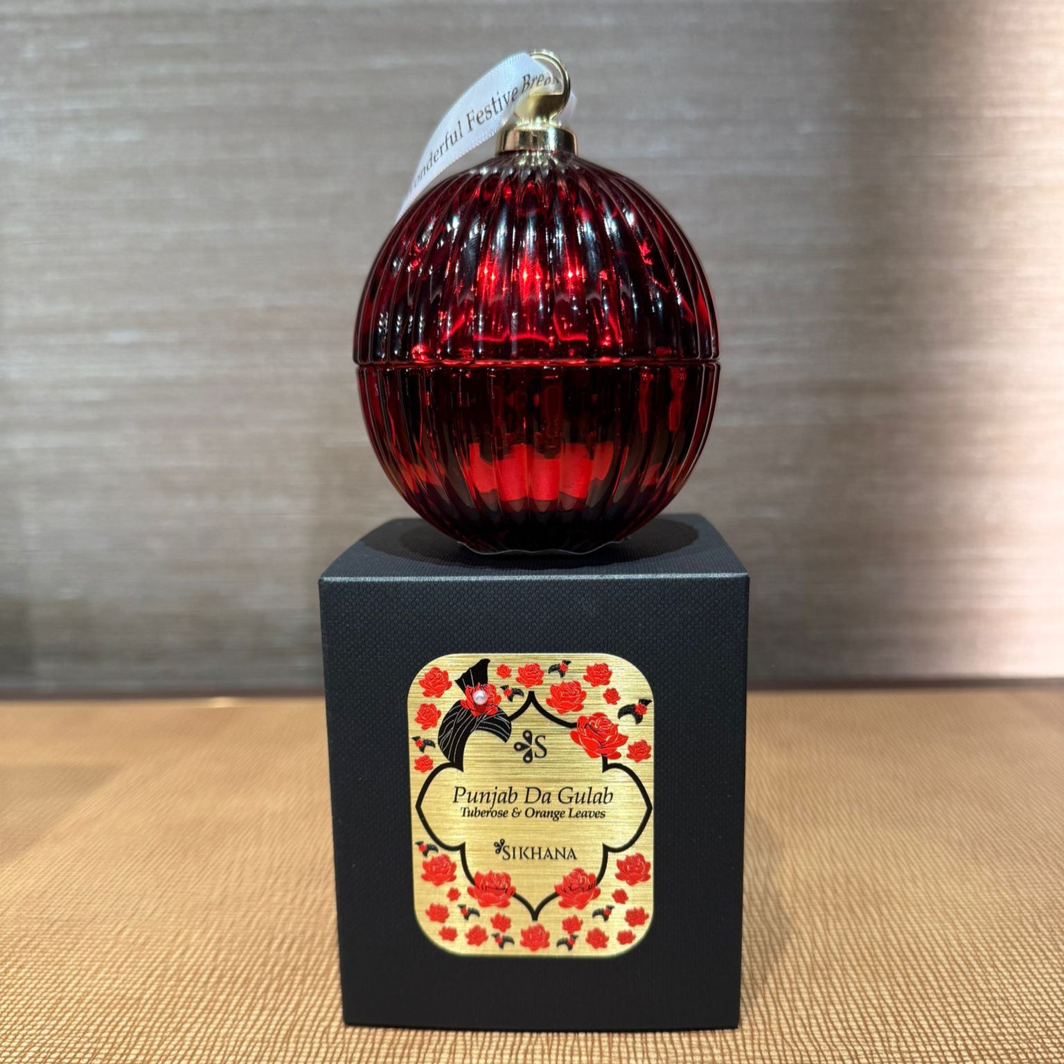 Red Glass Bauble with Scented Candle and Gift Box