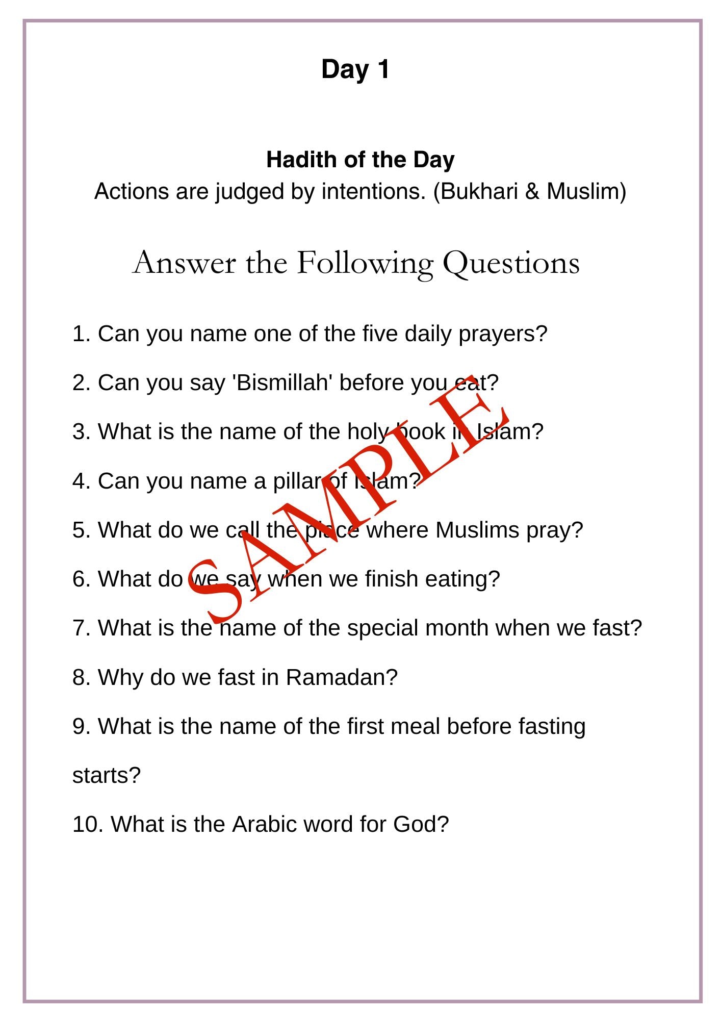 Islamic Activity Workbooks (5-8 year olds) - Digital Download