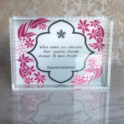 Digital Acrylic Trays promoting Female Education Xperience Pakistan Lifestyle