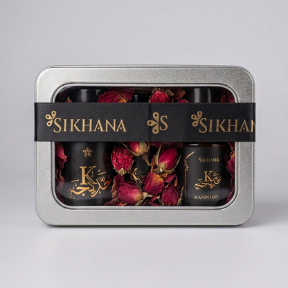 Sikhana Layering Ritual Gift Tin — Body Oil, Hand Lotion & Roll-On Perfume