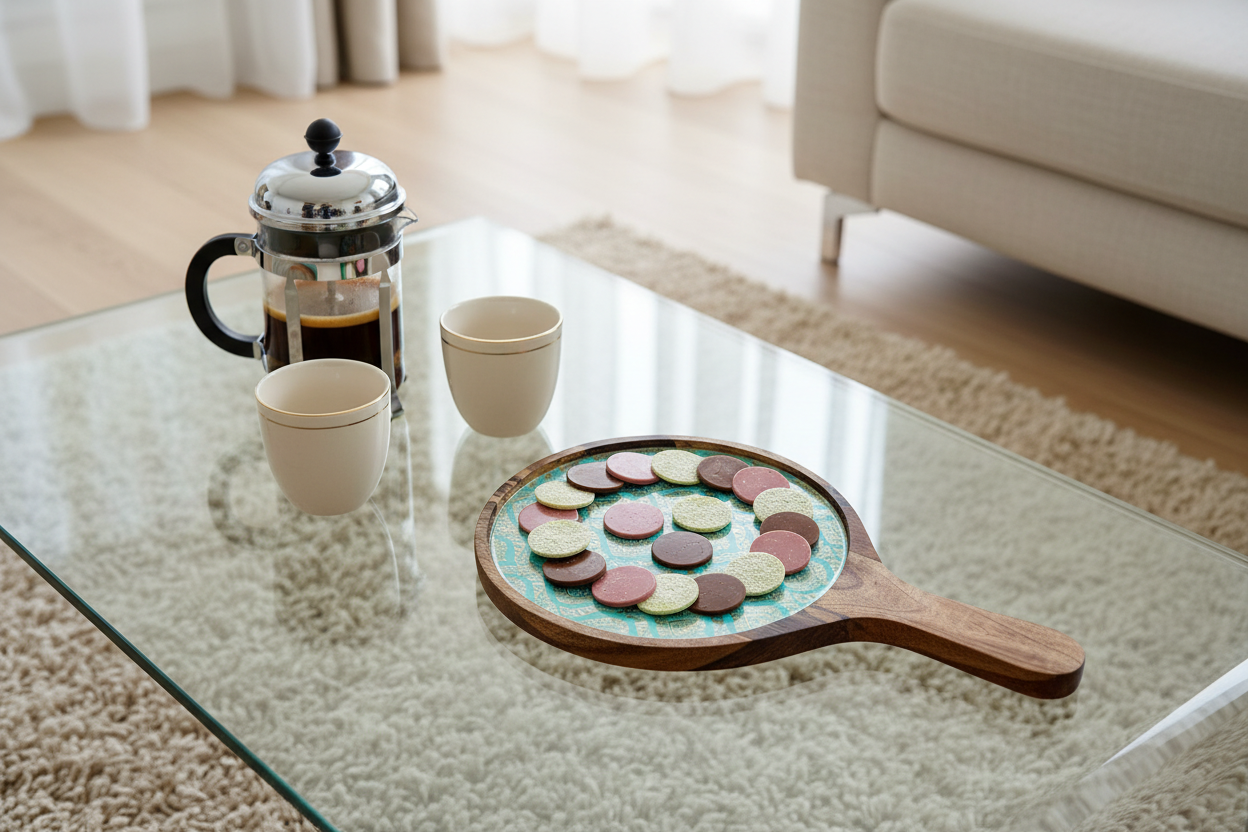 Banarsi Platter on Glass Coffee Table