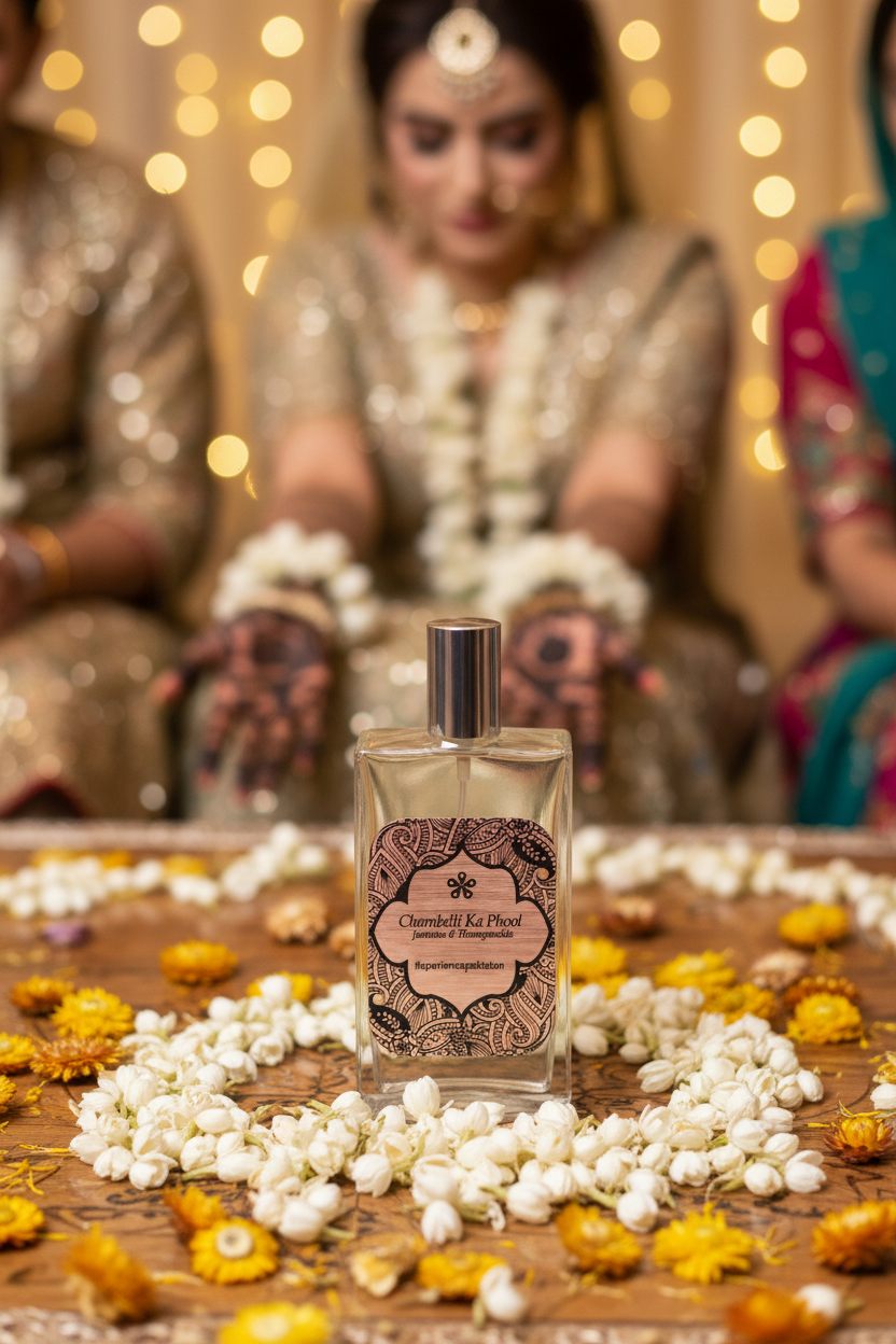 Chambelli Ka Phool — room spray, mehndi night bokeh
