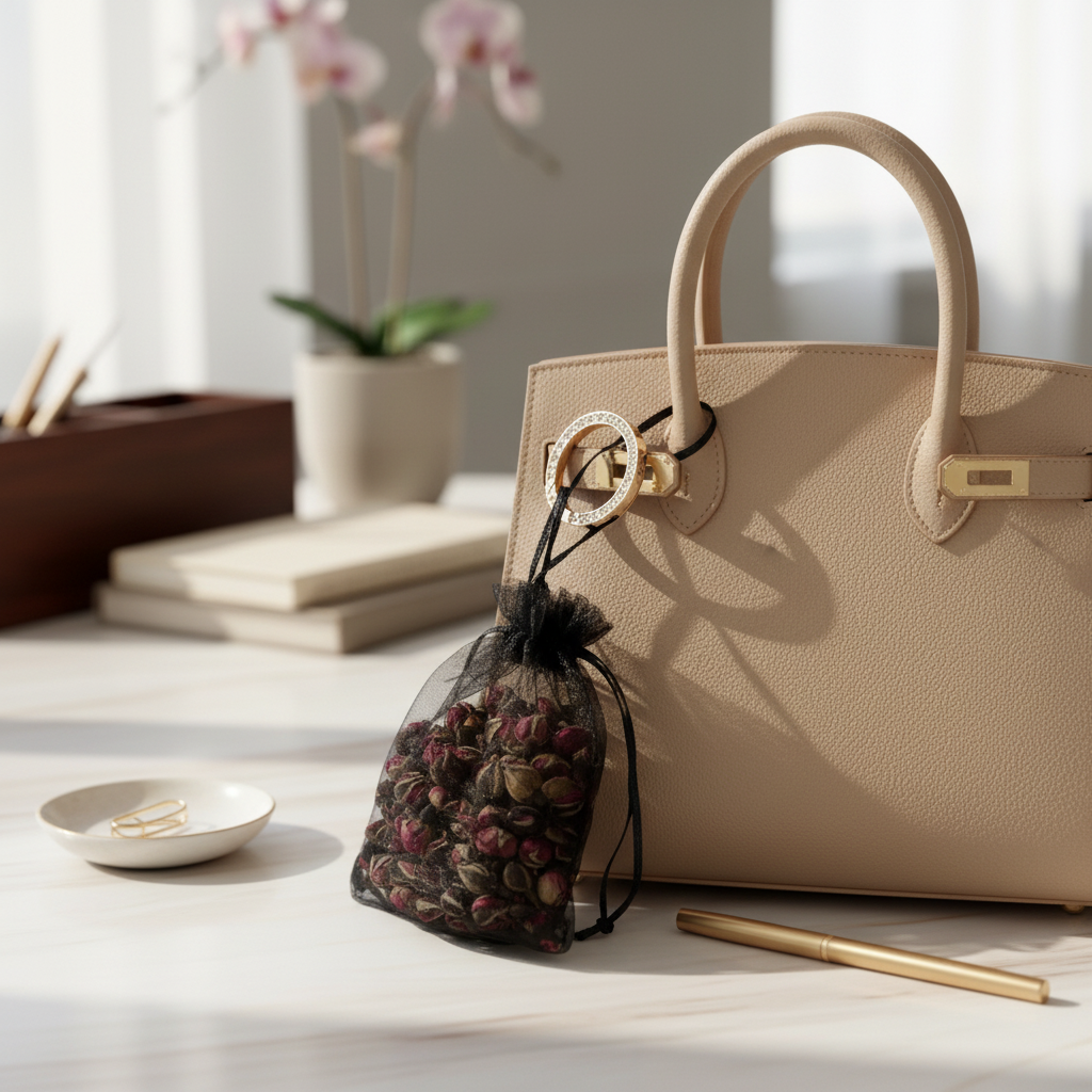 Close crop pouch on bag